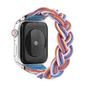 Elastische geweven horlogeband voor Apple Watch Series 6 & SE & 5 & 4 44 mm / 3 & 2 & 1 42 mm, lengte: 130 mm (blauw wit oranje)