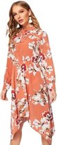 Dames casual lange mouw bedrukte halflange jurk (kleur: als showmaat: L)-Geen