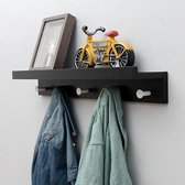 Creatieve veranda decoratieve houten kapstok Metalen haak Sleutel opbergrek, maat: 5 haken (zwart)