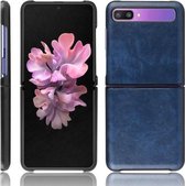 Voor Galaxy Z Flip Shockproof Litchi Texture PC + PU Case (Blauw)