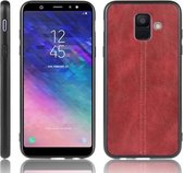 Voor Galaxy A6 Schokbestendig Naaien Koe Patroon Huid PC + PU + TPU Case (Rood)