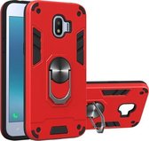 Voor Samsung Galaxy J2 Pro (2018) 2 in 1 Armor Series PC + TPU beschermhoes met ringhouder (rood)