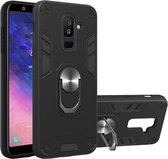 Voor Samsung Galaxy A6 Plus (2018) 2 in 1 Armor Series PC + TPU beschermhoes met ringhouder (zwart)