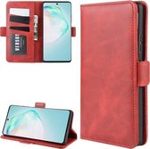 Voor Galaxy A91 / M80s / S10 Lite Dubbelzijdige magnetische gesp Horizontale flip lederen tas met houder & kaartsleuven en portemonnee (rood)