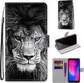 Voor ZTE Blade A3 2020 Gekleurde Tekening Cross Textuur Horizontale Flip PU Lederen Case met Houder & Kaartsleuven & Portemonnee & Lanyard (Zwart Wit Leeuwenkop)