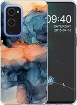 Voor OnePlus 9 Pro schokbestendig TPU beschermhoes met marmerpatroon (abstract blauw)