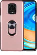 Voor Xiaomi Redmi Note 9S 360 roterende multifunctionele stent PC + TPU-hoes met magnetische onzichtbare houder (roségoud)