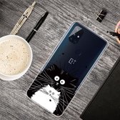 Voor OnePlus Nord N100 gekleurde tekening Clear TPU beschermhoesjes (zwart-witte rat)