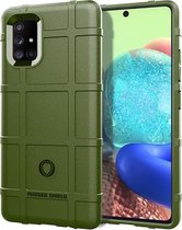 Voor Samsung Galaxy M51 (zijvingerafdruk) Volledige dekking Schokbestendig TPU-hoesje (legergroen)