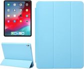 Horizontale lederen flip-hoes in effen kleur voor iPad Pro 11 inch (2018), met drie-uitklapbare houder en wek- / slaapfunctie (blauw)