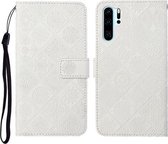 Voor Huawei P30 Pro etnische stijl reliëf patroon horizontale flip lederen tas met houder & kaartsleuven & portemonnee & lanyard (wit)