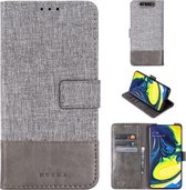 Voor Galaxy A80 MUXMA MX102 Horizontale flip canvas lederen tas met standaard & kaartsleuf & portemonnee-functie (grijs)