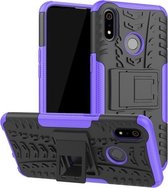 Voor OPPO Realme 3 Tyre Texture Shockproof TPU + PC beschermhoes met houder (paars)