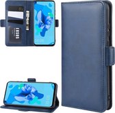 Voor Huawei P20 Lite 2019 / Nova 5i Dubbele Gesp Crazy Horse Zakelijke Mobiele Telefoon Holster met Kaart Portemonnee Beugel Functie (Blauw)