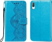 Voor Sony Xperia L3 Flower Vine Embossing Pattern Horizontale Flip Leather Case met Card Slot & Holder & Wallet & Lanyard (Blue)