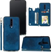 Voor Xiaomi Redmi K30 Mandala reliëf PU + TPU-hoesje met houder & kaartsleuven & fotolijst & riem (blauw)