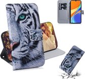 Voor Xiaomi Redmi 9C Gekleurde tekening Horizontale flip lederen tas, met houder en kaartsleuven en portemonnee (tijger)