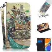 Voor Geschikt voor Xiaomi Redmi 9C 3D Gekleurde Tekening Horizontale Flip Leren Case met Houder & Kaartsleuven & Portemonnee & Lanyard (Zoo)