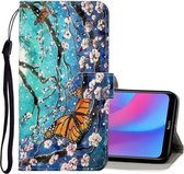 Voor Xiaomi Redmi 8A 3D Gekleurde Tekening Horizontale Flip PU Lederen Case met Houder & Kaartsleuven & Portemonnee (Paarse Vlinder)