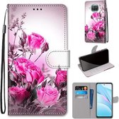 Voor Xiaomi Mi 10T Lite 5G Gekleurde Tekening Cross Textuur Horizontale Flip PU Lederen Case met Houder & Kaartsleuven & Portemonnee & Lanyard (Wild Rose)