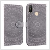 Voor Xiaomi 8 Lite Pressed Printing Pattern Horizontale Flip PU lederen tas, met houder & kaartsleuven & portemonnee & & lanyard (grijs)