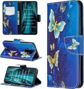 Voor Xiaomi Redmi Note 8 Pro Gekleurde Tekening Horizontale Flip Leren Case met Houder & Kaartsleuven & Portemonnee (Gouden Vlinder)