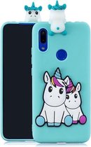 Voor Xiaomi Redmi 7 3D Cartoon patroon schokbestendig TPU beschermhoes (paar eenhoorn)