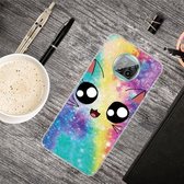 Voor Xiaomi Mi 10T Lite 5G schokbestendig geverfd transparant TPU beschermhoes (Starry Cute Cat)