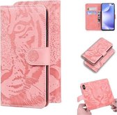 Voor Xiaomi Redmi K30 Tiger Embossing Pattern Horizontale Flip lederen tas met houder & kaartsleuven & portemonnee (roze)