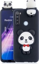 Voor Xiaomi Redmi Note 8 schokbestendig 3D liggend Cartoon TPU beschermhoes (Panda met rode strik)