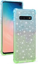 Voor Samsung Galaxy S10e gradiënt glitter poeder schokbestendig TPU beschermhoes (blauwgroen)