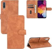 Voor Samsung Galaxy A50 Effen Kleur Huidgevoel Magnetische Gesp Horizontale Flip Kalfsstructuur PU Lederen Case met Houder & Kaartsleuven & Portemonnee (Bruin)