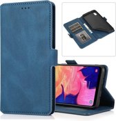 Voor Samsung Galaxy A10 retro magnetische sluiting sluiting horizontale flip lederen tas met houder & kaartsleuven & fotolijst & portemonnee (marineblauw)