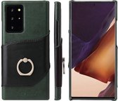 Voor Samsung Galaxy Note 20 Ultra Fierre Shann Olie Wax Textuur Lederen Cover Case met 360 Graden Rotatie Houder & Kaartsleuf (Zwart + Groen)