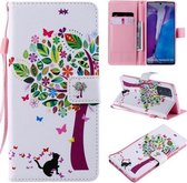 Voor Samsung Galaxy Note 20 Schilderen Horizontale Flip Leren Case met Houder & Kaartsleuf & Lanyard (Kat en Boom)