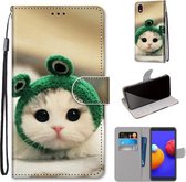 Voor Samsung Galaxy A01 Core Gekleurde Tekening Cross Textuur Horizontale Flip PU Lederen Case met Houder & Kaartsleuven & Portemonnee & Lanyard (Frog Kitten)