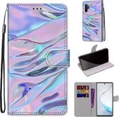 Voor Samsung Galaxy Note10 + Gekleurde tekening Cross Texture Horizontale Flip PU lederen tas met houder & kaartsleuven & portemonnee & lanyard (fluorescerend waterpatroon)