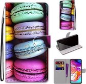 Voor Samsung Galaxy A70 Gekleurde Tekening Cross Textuur Horizontale Flip PU Lederen Case met Houder & Kaartsleuven & Portemonnee & Lanyard (Kleurrijke Laagcake)