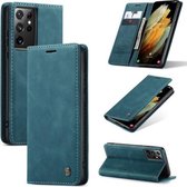 Voor Samsung Galaxy S21 Ultra 5G CaseMe 013 Multifunctionele horizontale flip lederen tas met houder & kaartsleuf & portemonnee (blauw)
