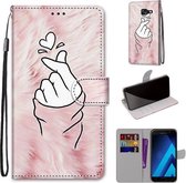 Voor Samsung Galaxy A5 2017 Gekleurde Tekening Cross Textuur Horizontale Flip PU Lederen Case met Houder & Kaartsleuven & Portemonnee & Lanyard (Pink Hands Than Hearts)