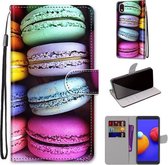 Voor Samsung Galaxy A01 Core Gekleurde Tekening Cross Textuur Horizontale Flip PU Lederen Case met Houder & Kaartsleuven & Portemonnee & Lanyard (Kleurrijke Laagcake)