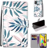 Voor Samsung Galaxy M31 Gekleurde Tekening Cross Textuur Horizontale Flip PU Lederen Case met Houder & Kaartsleuven & Portemonnee & Lanyard (Roze Groene Naalden)
