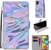 Voor Samsung Galaxy A51 5G Gekleurde Tekening Cross Textuur Horizontale Flip PU Lederen Case met Houder & Kaartsleuven & Portemonnee & Lanyard (Fluorescerend Waterpatroon)