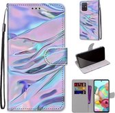 Voor Samsung Galaxy A71 5G Gekleurde Tekening Cross Textuur Horizontale Flip PU Lederen Case met Houder & Kaartsleuven & Portemonnee & Lanyard (Fluorescerend Waterpatroon)