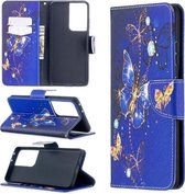 Voor Samsung Galaxy S30 Ultra Gekleurde Tekening Patroon Horizontale Flip Leren Case met Houder & Kaartsleuven & Portemonnee (Paarse Vlinder)
