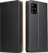 Voor Samsung Galaxy A51 5G Fierre Shann PU Lederen Textuur Horizontale Flip Lederen Case met Houder & Kaartsleuven & Portemonnee (Zwart)