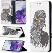 Voor Samsung Galaxy S20 Gekleurde Tekening Patroon Onzichtbare Magnetische Horizontale Flip PU Lederen Case met Houder & Kaartsleuven & Portemonnee (Meisje)