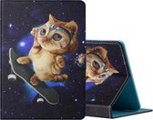 Voor 10 inch Tablet PC Universele Gekleurde Tekening Horizontale Flip Lederen Case met Houder & Kaartsleuven (Skateboard Kat)