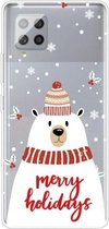 Voor Samsung Galaxy A42 Christmas Series Clear TPU beschermhoes (sjaal White Bear)
