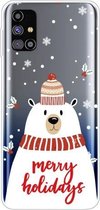 Voor Samsung Galaxy M51 Christmas Series Clear TPU beschermhoes (sjaal White Bear)